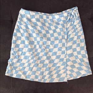 Art Class Blue and White Checkered Mini Skirt